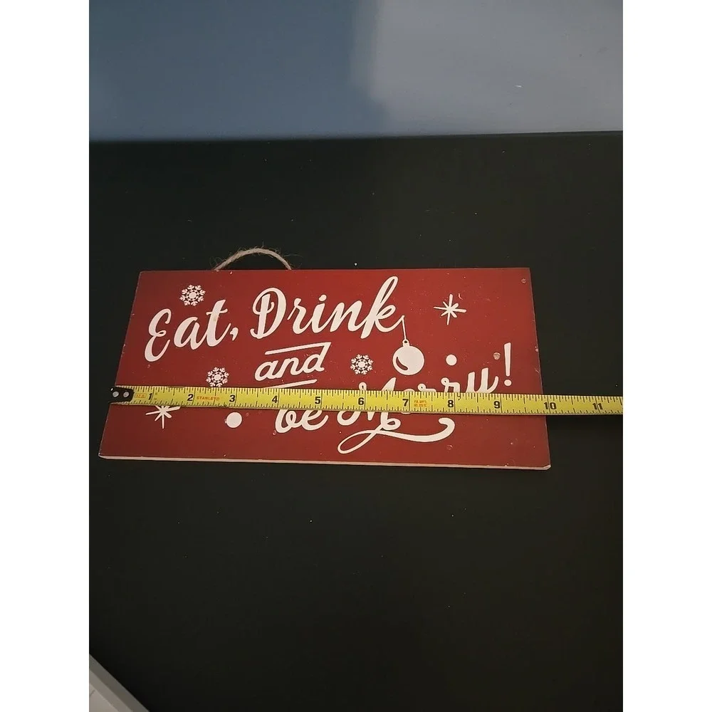 EAT‎ DRINK And BE MERRY Christmas Wood Signs - Holiday Decor Set of 2